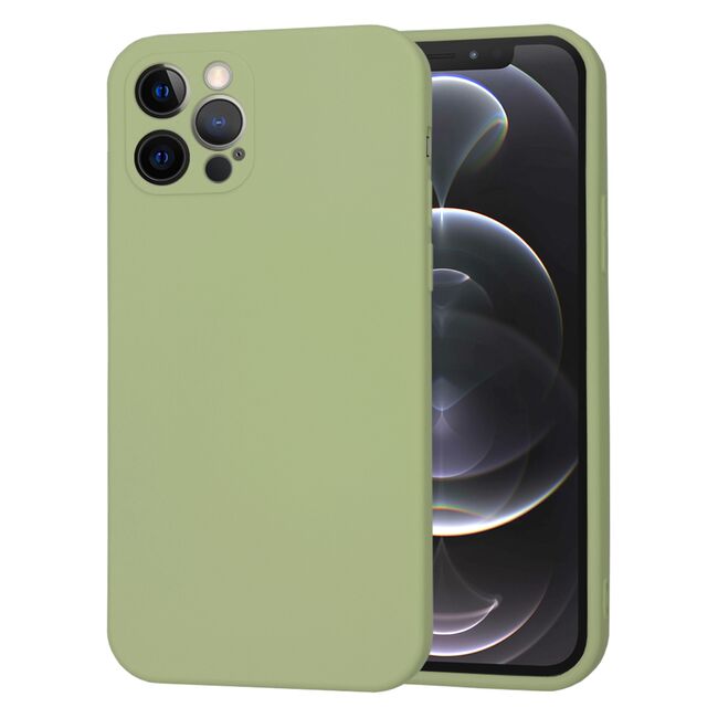 Husa pentru  iPhone 12 Pro Liquid Silicone cu MagSafe, subțire, captusita cu microfibra, anti amprentă, protectie cameră foto, verde