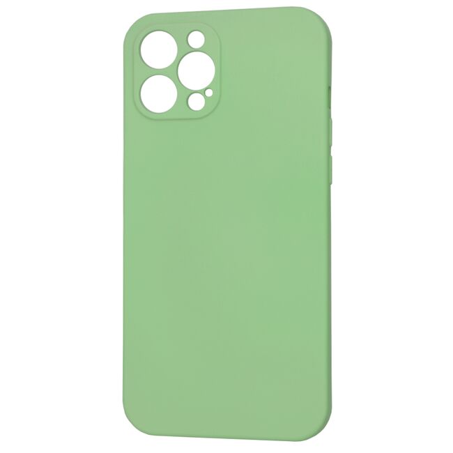 Husa pentru  iPhone 12 Pro Max Liquid Silicone cu MagSafe, subțire, captusita cu microfibra, anti amprentă, protectie cameră foto, verde deschis