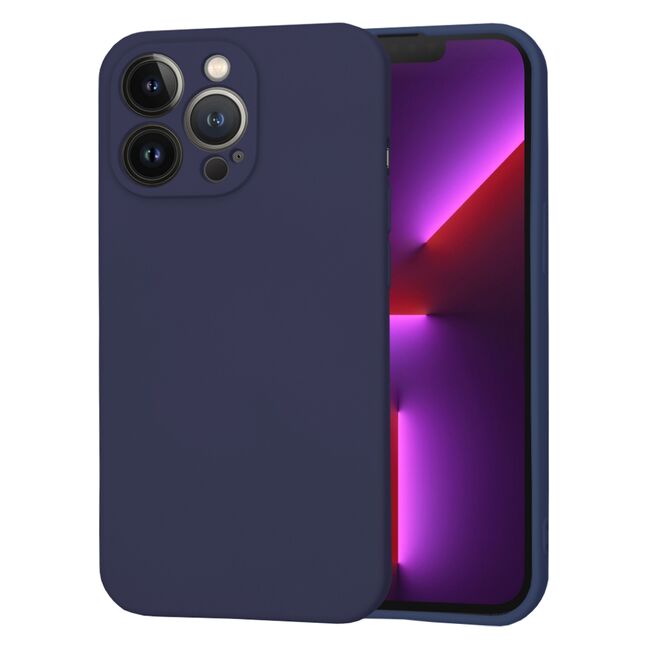 Husa pentru  iPhone 13 Pro Liquid Silicone cu MagSafe, subțire, captusita cu microfibra, anti amprentă, protectie cameră foto, albastru
