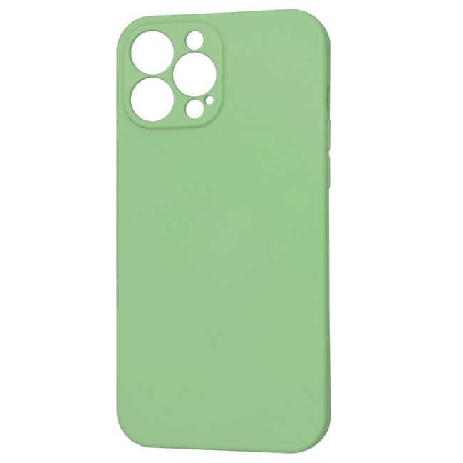 Husa pentru  iPhone 13 Pro Max Liquid Silicone cu MagSafe, subțire, captusita cu microfibra, anti amprentă, protectie cameră foto, verde deschis