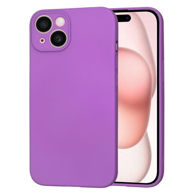 Husa pentru  iPhone 15 Liquid Silicone cu MagSafe, subțire, captusita cu microfibra, anti amprentă, protectie cameră foto, mov