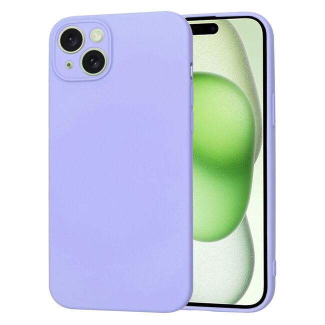 Husa pentru  iPhone 15 Plus Liquid Silicone cu MagSafe, subțire, captusita cu microfibra, anti amprentă, protectie cameră foto, lavanda