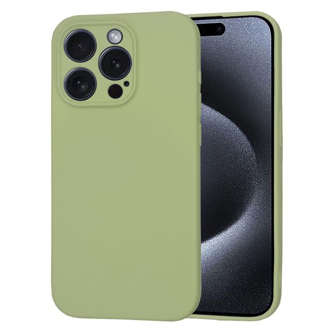 Husa pentru  iPhone 15 Pro Liquid Silicone cu MagSafe, subțire, captusita cu microfibra, anti amprentă, protectie cameră foto, verde