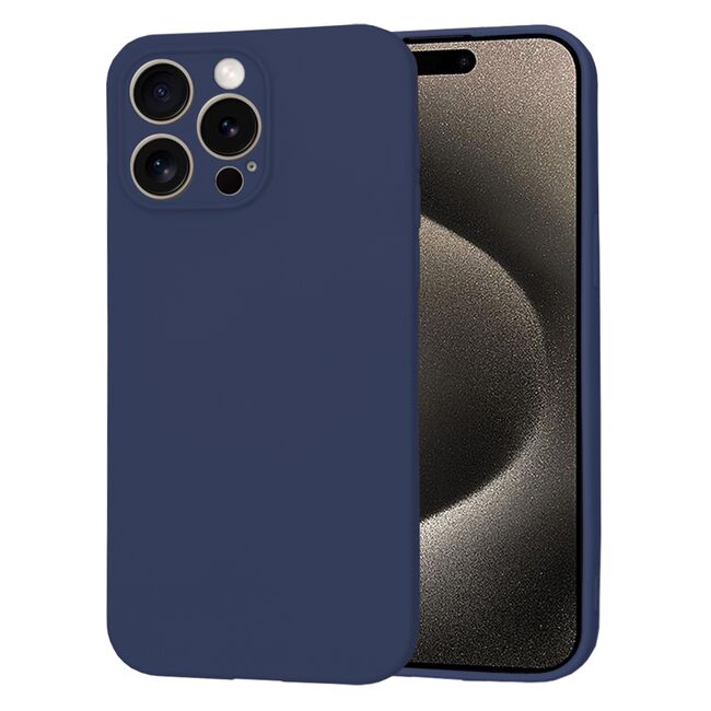 Husa pentru  iPhone 15 Pro Max Liquid Silicone cu MagSafe, subțire, captusita cu microfibra, anti amprentă, protectie cameră foto, albastru