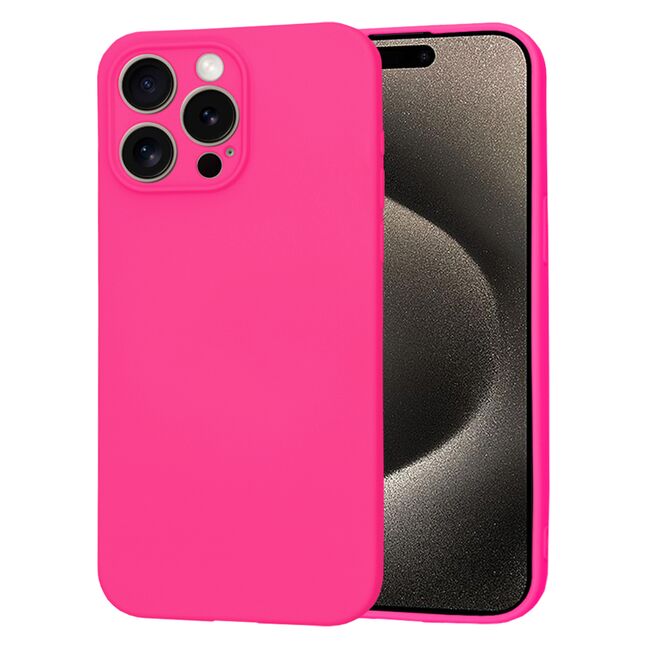 Husa pentru  iPhone 15 Pro Max Liquid Silicone cu MagSafe, subțire, captusita cu microfibra, anti amprentă, protectie cameră foto, fucsia