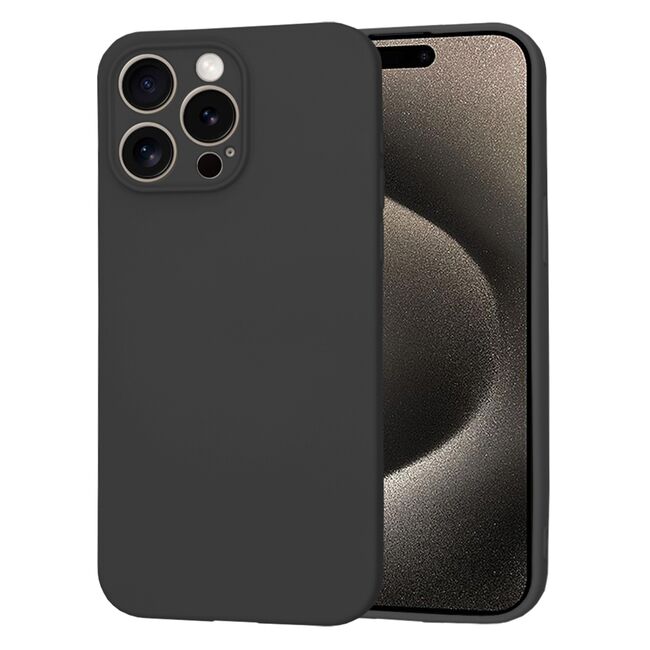 Husa pentru  iPhone 15 Pro Max Liquid Silicone cu MagSafe, subțire, captusita cu microfibra, anti amprentă, protectie cameră foto, negru