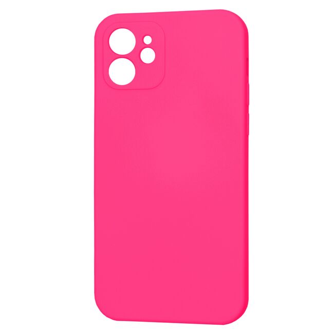 Husa pentru iPhone 12 Liquid Silicone cu MagSafe, subțire, captusita cu microfibra, anti amprentă, protectie cameră foto, fucsia