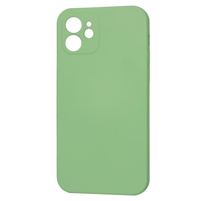 Husa pentru iPhone 12 Liquid Silicone cu MagSafe, subțire, captusita cu microfibra, anti amprentă, protectie cameră foto, verde deschis