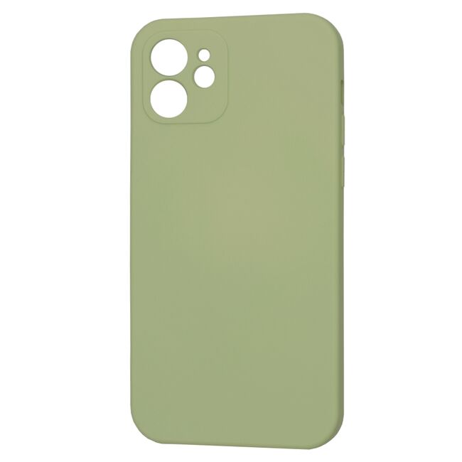Husa pentru iPhone 12 Liquid Silicone cu MagSafe, subțire, captusita cu microfibra, anti amprentă, protectie cameră foto, verde