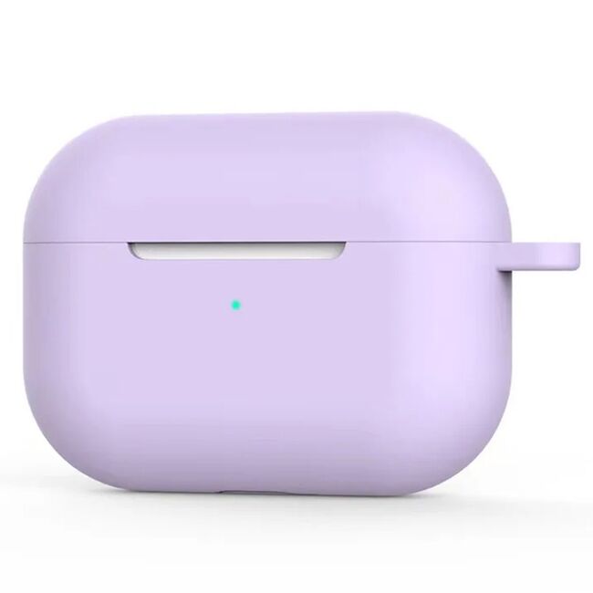 Huse de protectie pentru AirPods 4, Thin & Smooth, din silicon, compatibila cu incarare wireless, cu breloc carabina - Mov