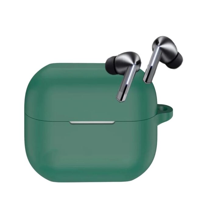 Huse de protectie pentru AirPods 4, Thin & Smooth, din silicon, compatibila cu incarare wireless, cu breloc carabina - Verde