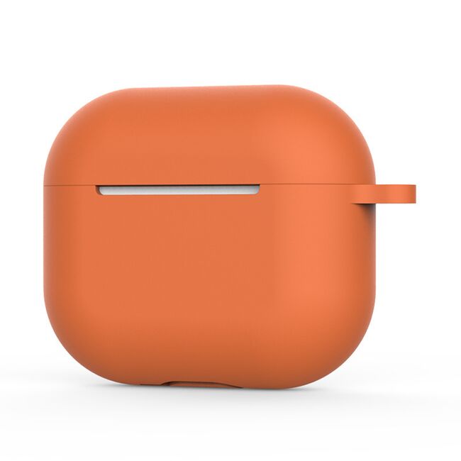 Huse de protectie pentru AirPods 4, Thin & Smooth, din silicon, compatibila cu incarare wireless, cu breloc carabina - portocaliu