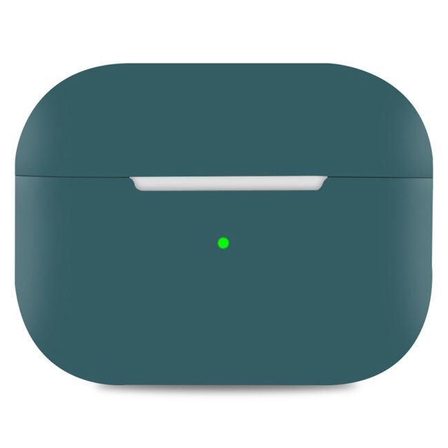 Huse de protectie pentru AirPods 4, Thin & Smooth, din silicon, compatibila cu incarare wireless, cu breloc carabina - verde inchis