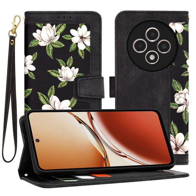 Husa tip carte pentru  Xiaomi Redmi 14C, functie stand si port carduri, negru
