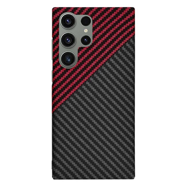 Husa pentru  Samsung Galaxy S24 Ultra CarbonFiber UltraSlim, Lightweight, rosu inchis