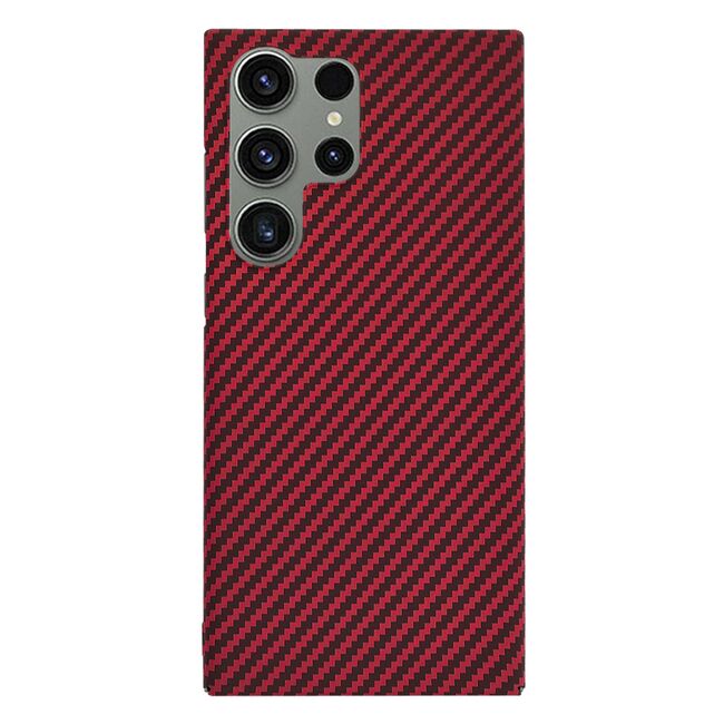 Husa pentru  Samsung Galaxy S24 Ultra CarbonFiber UltraSlim, Lightweight, rosu