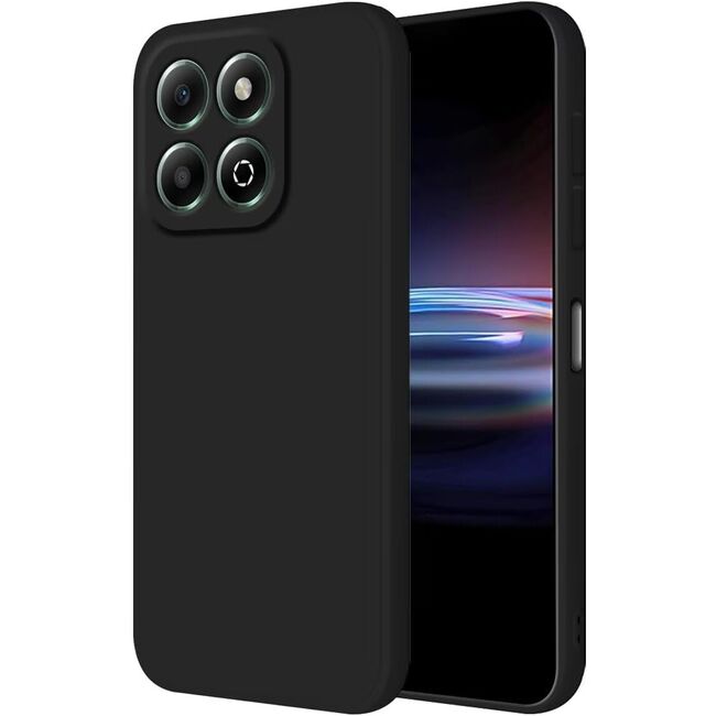 Husa pentru  Honor X6b Liquid Silicone, subțire, captusita cu microfibra, anti amprentă, protectie cameră foto, negru