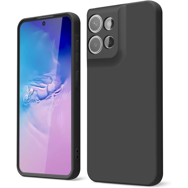 Husa pentru  Motorola Edge 50 Neo Liquid Silicone, subțire, captusita cu microfibra, anti amprentă, protectie cameră foto, negru