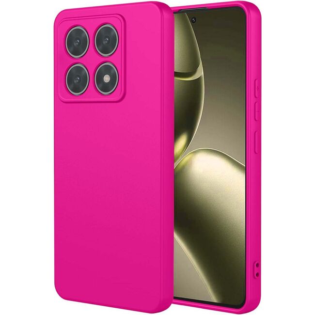 Husa pentru  Xiaomi 14T Pro Liquid Silicone, subțire, captusita cu microfibra, anti amprentă, protectie cameră foto, fucsia