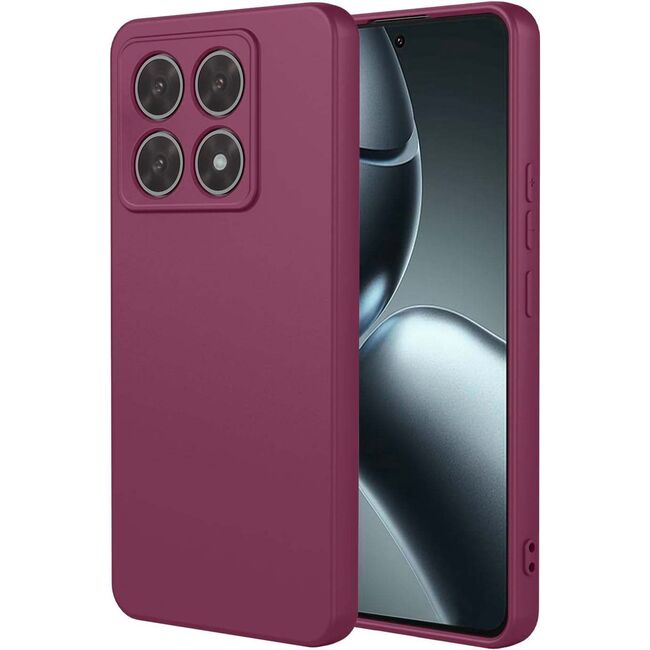 Husa pentru  Xiaomi 14T Pro Liquid Silicone, subțire, captusita cu microfibra, anti amprentă, protectie cameră foto, bordeaux