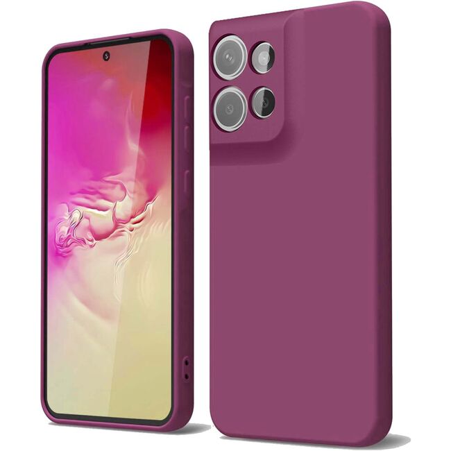 Husa pentru  Motorola Edge 50 Neo Liquid Silicone, subțire, captusita cu microfibra, anti amprentă, protectie cameră foto, bordeaux