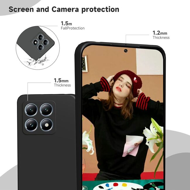 Husa pentru  Xiaomi 14T Pro Liquid Silicone, subțire, captusita cu microfibra, anti amprentă, protectie cameră foto, fucsia
