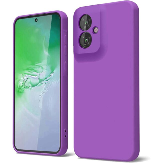 Husa pentru  Motorola Moto G55 Liquid Silicone, subțire, captusita cu microfibra, anti amprentă, protectie cameră foto, mov