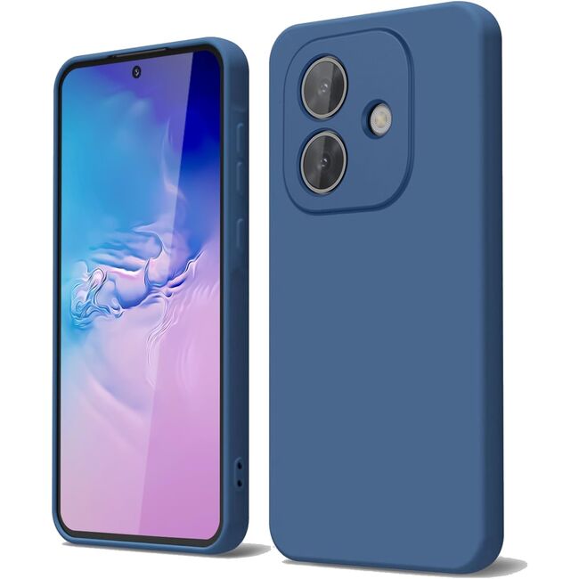 Husa pentru  Oppo A40 Liquid Silicone, subțire, captusita cu microfibra, anti amprentă, protectie cameră foto, albastru