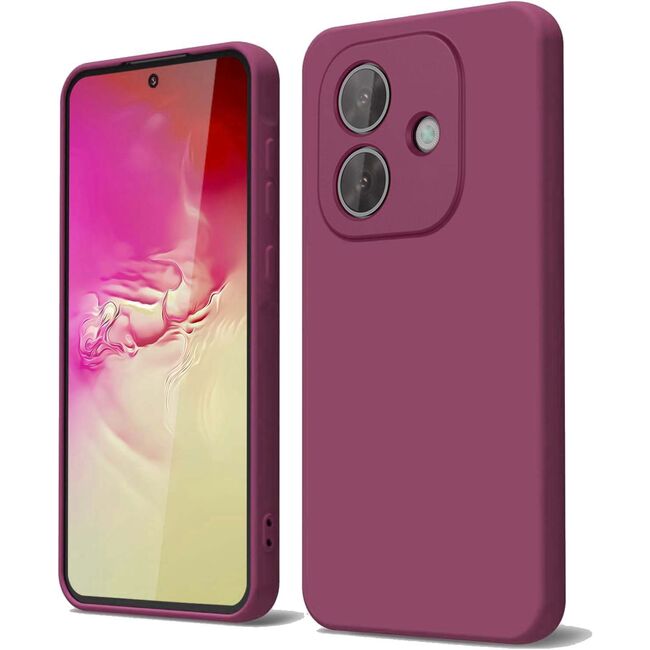 Husa pentru  Oppo A40 Liquid Silicone, subțire, captusita cu microfibra, anti amprentă, protectie cameră foto, bordeaux