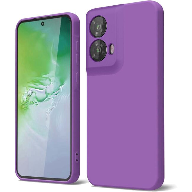 Husa pentru  Motorola Moto G35 Liquid Silicone, subțire, captusita cu microfibra, anti amprentă, protectie cameră foto, mov