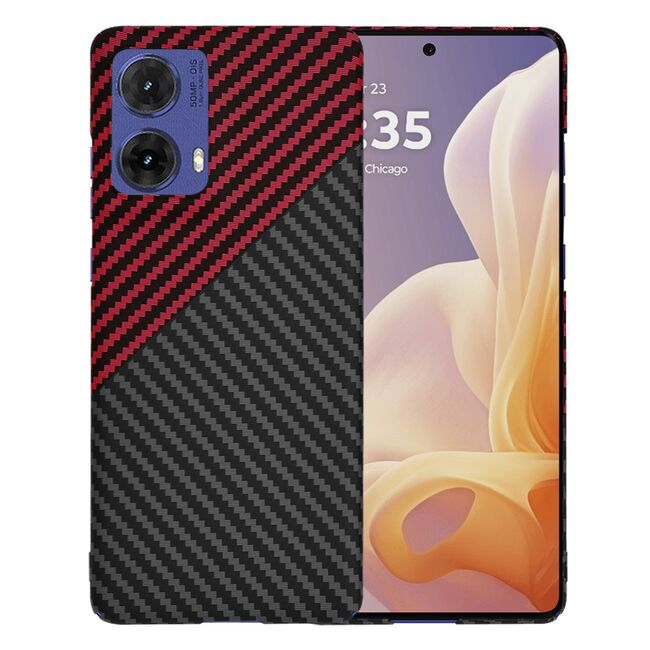 Husa pentru  Motorola Moto G85 CarbonFiber UltraSlim, Lightweight, rosu inchis