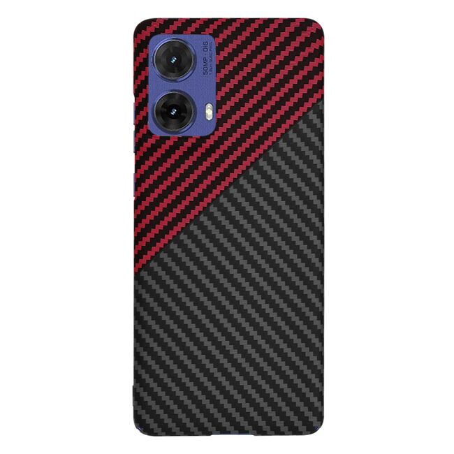 Husa pentru  Motorola Moto G85 CarbonFiber UltraSlim, Lightweight, rosu inchis