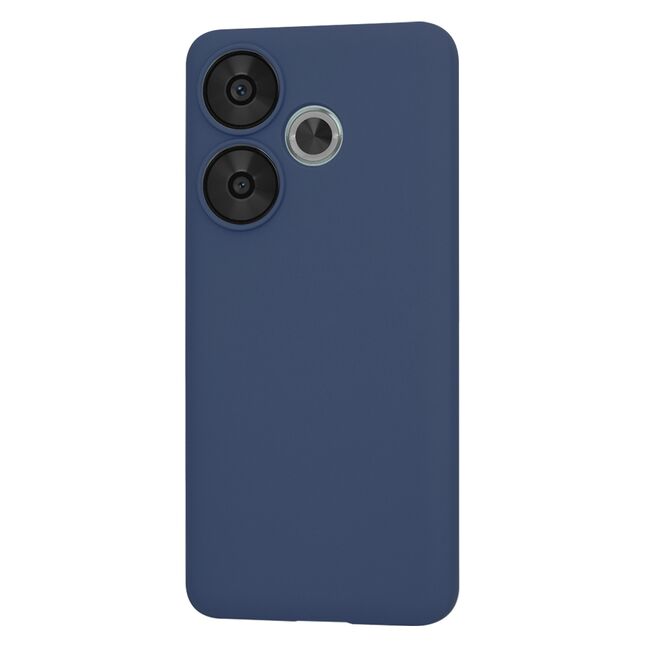 Husa pentru  Poco F6 Liquid Silicone, subțire, captusita cu microfibra, anti amprentă, protectie cameră foto, albastru