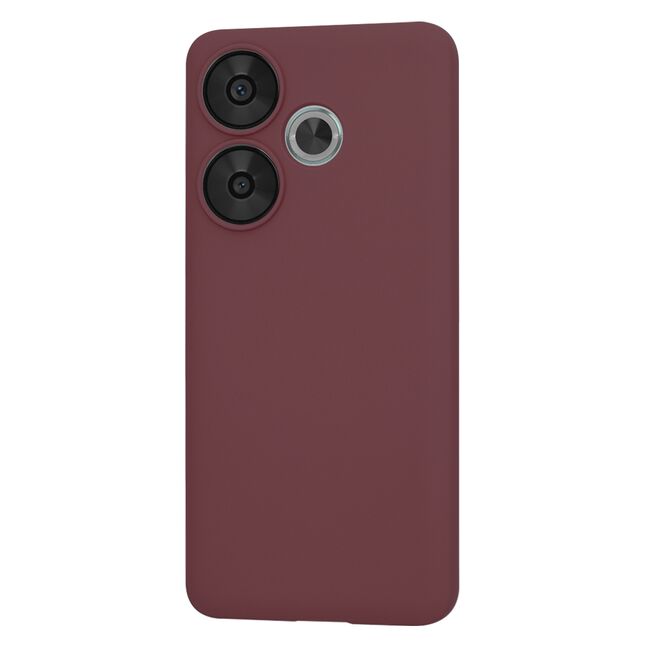 Husa pentru  Poco F6 Liquid Silicone, subțire, captusita cu microfibra, anti amprentă, protectie cameră foto, bordeaux