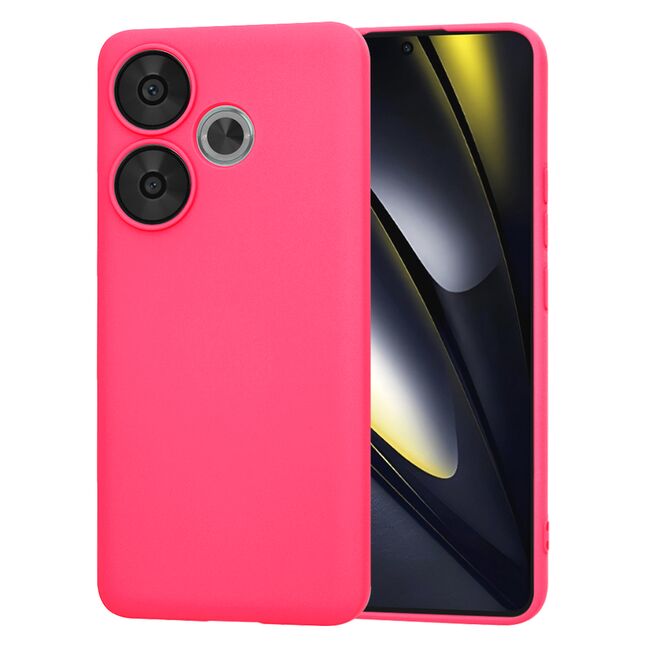 Husa pentru  Poco F6 Liquid Silicone, subțire, captusita cu microfibra, anti amprentă, protectie cameră foto, fucsia