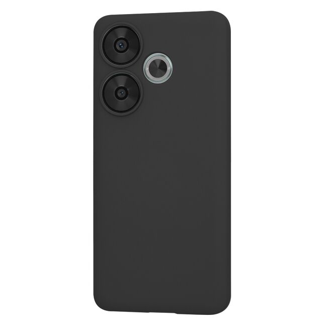 Husa pentru  Poco F6 Liquid Silicone, subțire, captusita cu microfibra, anti amprentă, protectie cameră foto, negru