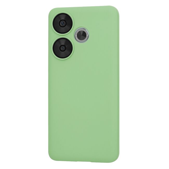 Husa pentru  Poco F6 Liquid Silicone, subțire, captusita cu microfibra, anti amprentă, protectie cameră foto, verde deschis