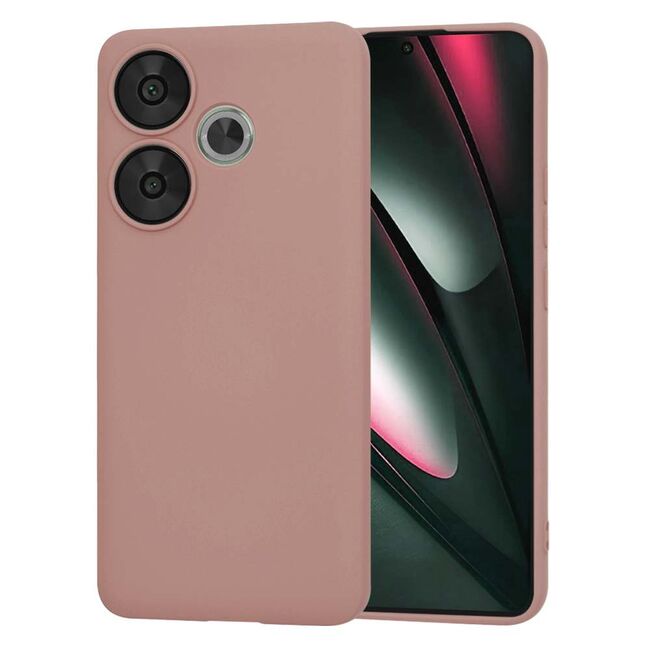 Husa pentru  Poco F6 Liquid Silicone, subțire, captusita cu microfibra, anti amprentă, protectie cameră foto, roz inchis