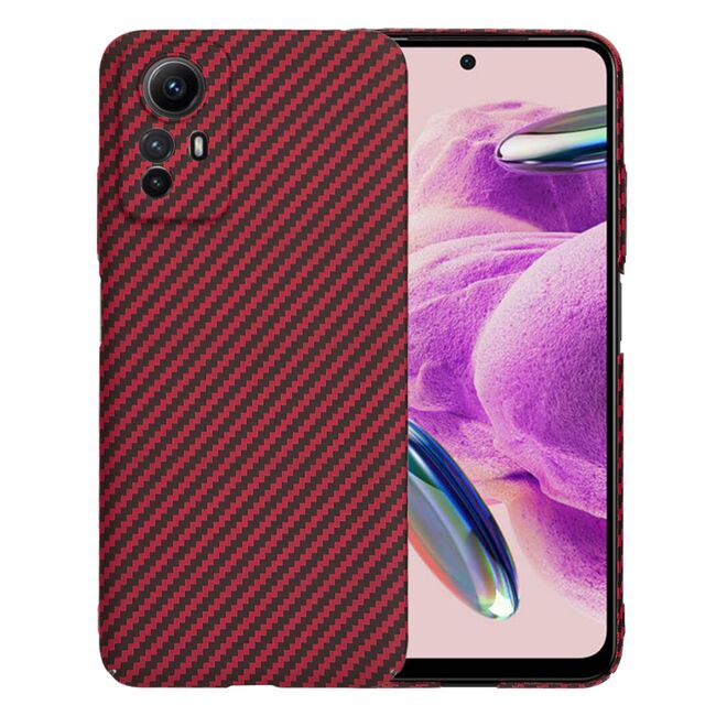 Husa pentru  Xiaomi Redmi Note 12S 4G CarbonFiber UltraSlim, Lightweight, rosu