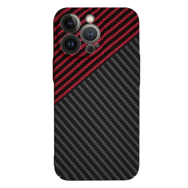 Husa pentru  iPhone 13 Pro CarbonFiber UltraSlim, Lightweight, rosu inchis