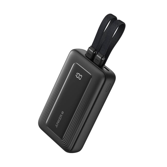 Acumulator extern Anker PowerCore 20.000 mAh, 30W, USB-C, USB-A, cablu USB-C+Lightning, Negru