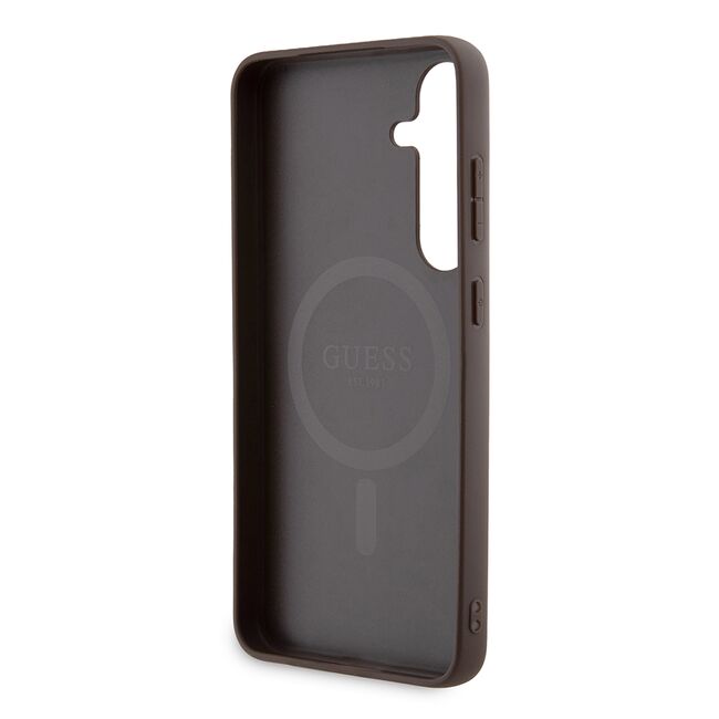 Husa pentru  Samsung Galaxy S24+ Plus Guess - 4G Collection Leather MagSafe - maro