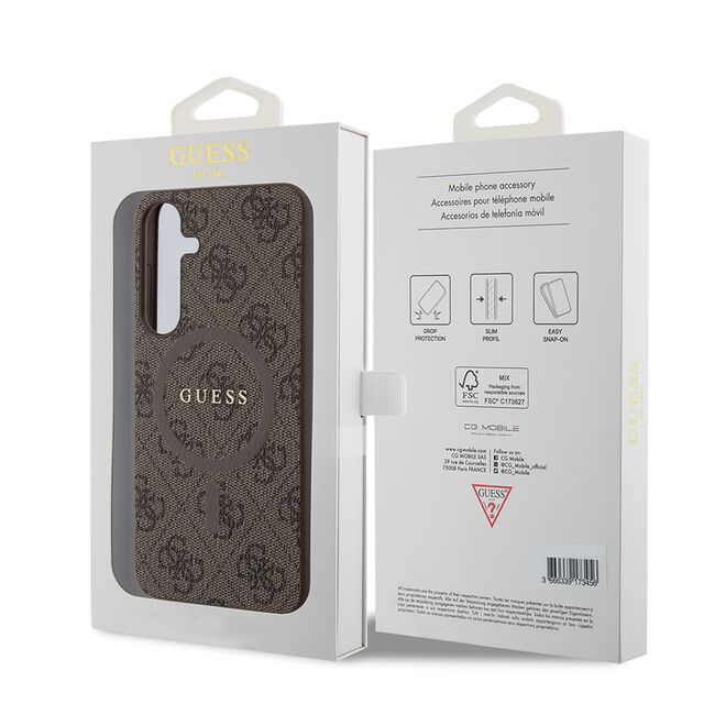 Husa pentru  Samsung Galaxy S24+ Plus Guess - 4G Collection Leather MagSafe - maro