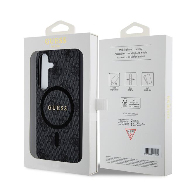 Husa pentru  Samsung Galaxy S24+ Plus Guess - 4G Collection Leather MagSafe - negru