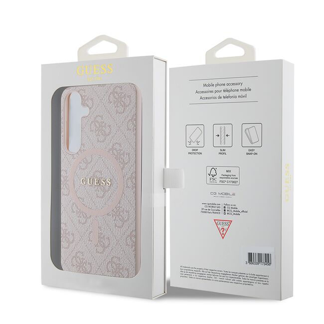 Husa pentru  Samsung Galaxy S24+ Plus Guess - 4G Collection Leather MagSafe - roz