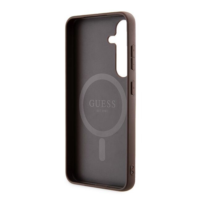 Husa pentru  Samsung Galaxy S24 Guess - 4G Collection Leather MagSafe - maro