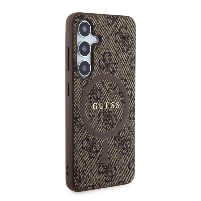 Husa pentru  Samsung Galaxy S24 Guess - 4G Collection Leather MagSafe - maro