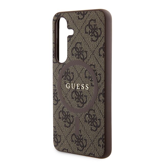 Husa pentru  Samsung Galaxy S24 Guess - 4G Collection Leather MagSafe - maro