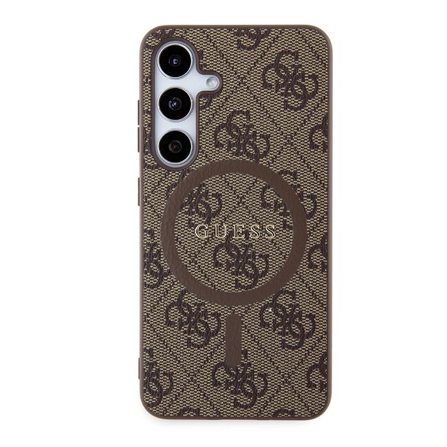 Husa pentru  Samsung Galaxy S24 Guess - 4G Collection Leather MagSafe - maro