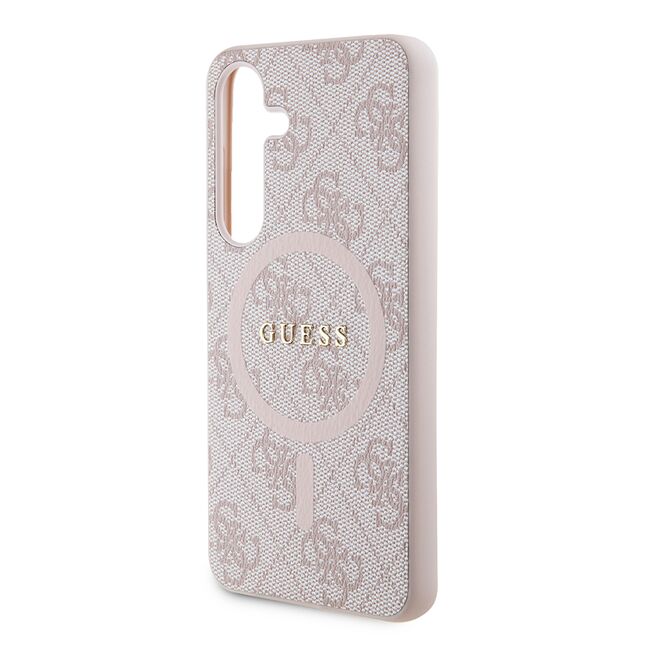 Husa pentru  Samsung Galaxy S24 Guess - 4G Collection Leather MagSafe - roz